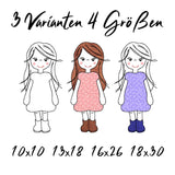 Stickdatei Girl Applikation in vier Größen und drei Varianten, Applikation, Redwork - Sewando