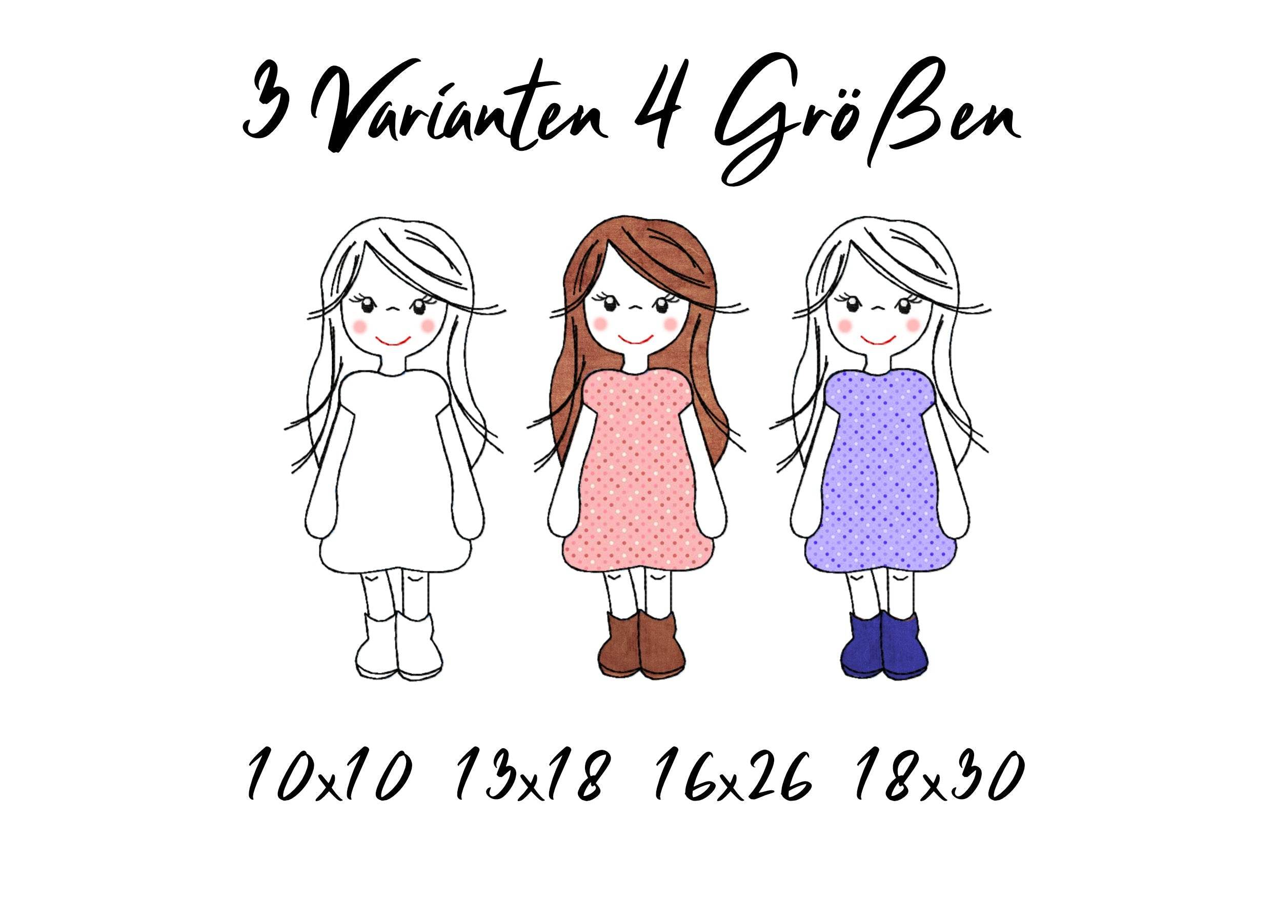 Stickdatei Girl Applikation in vier Größen und drei Varianten, Applikation, Redwork - Sewando