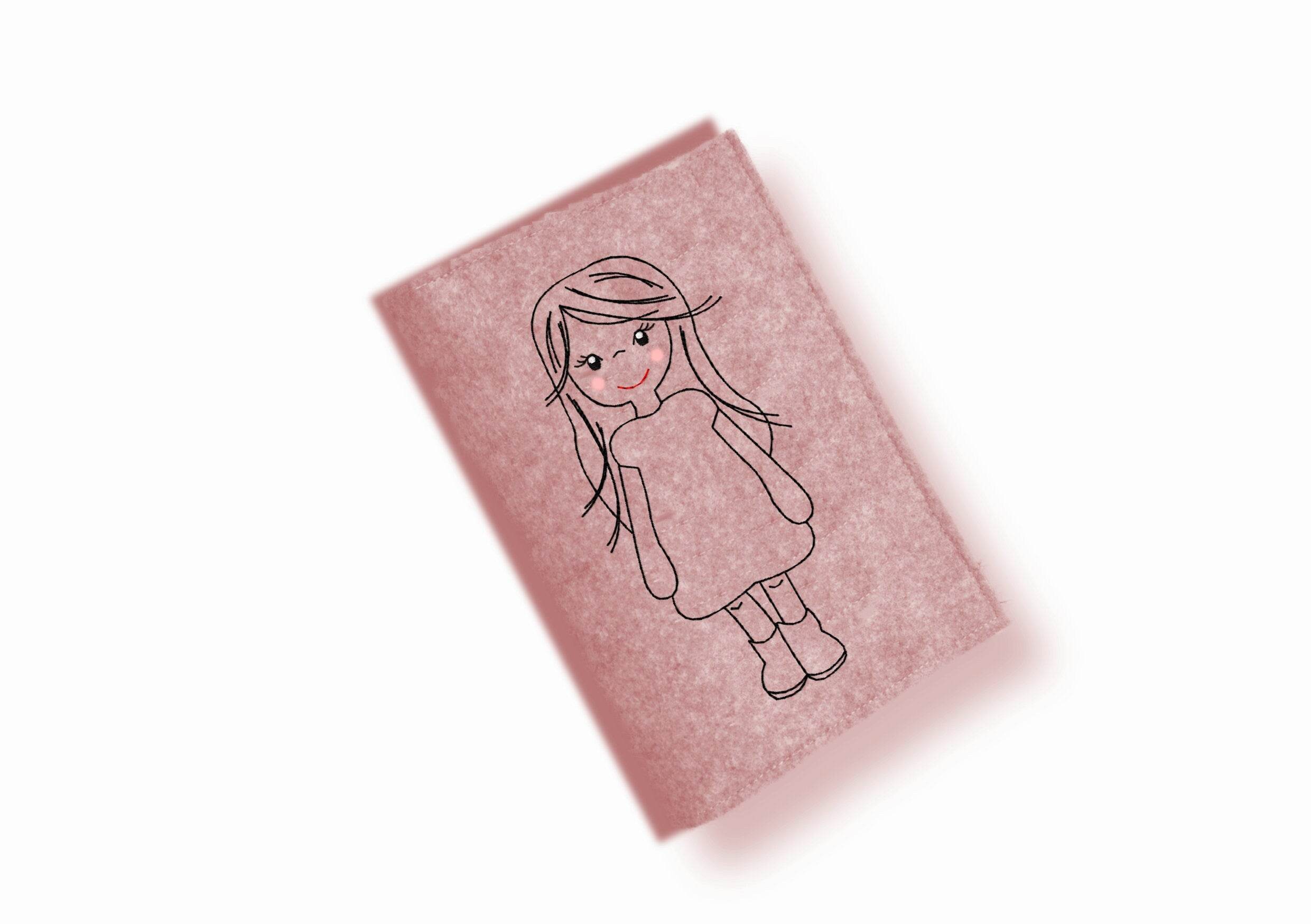 Stickdatei Girl Applikation in vier Größen und drei Varianten, Applikation, Redwork - Sewando