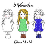 Stickdatei Girl Applikation in drei Varianten Rahmen 13x18 - Sewando
