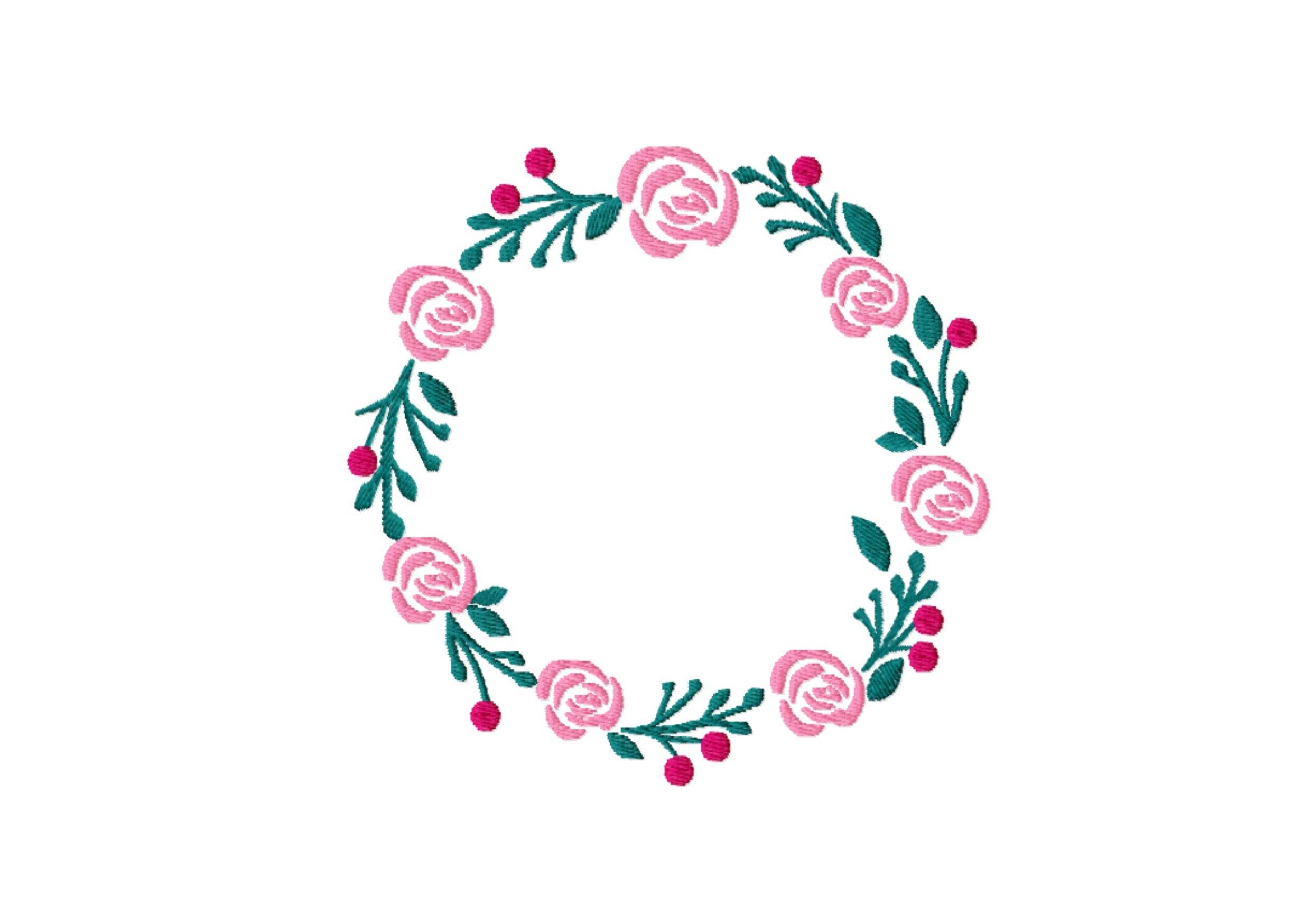 Stickdatei Kranz Rosen in vier Größen - Sewando