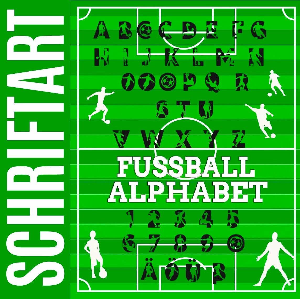 FUSSBALL ABC als Schriftart UND als Plotter und Laser-Datei als SVG und DXF - Sewando