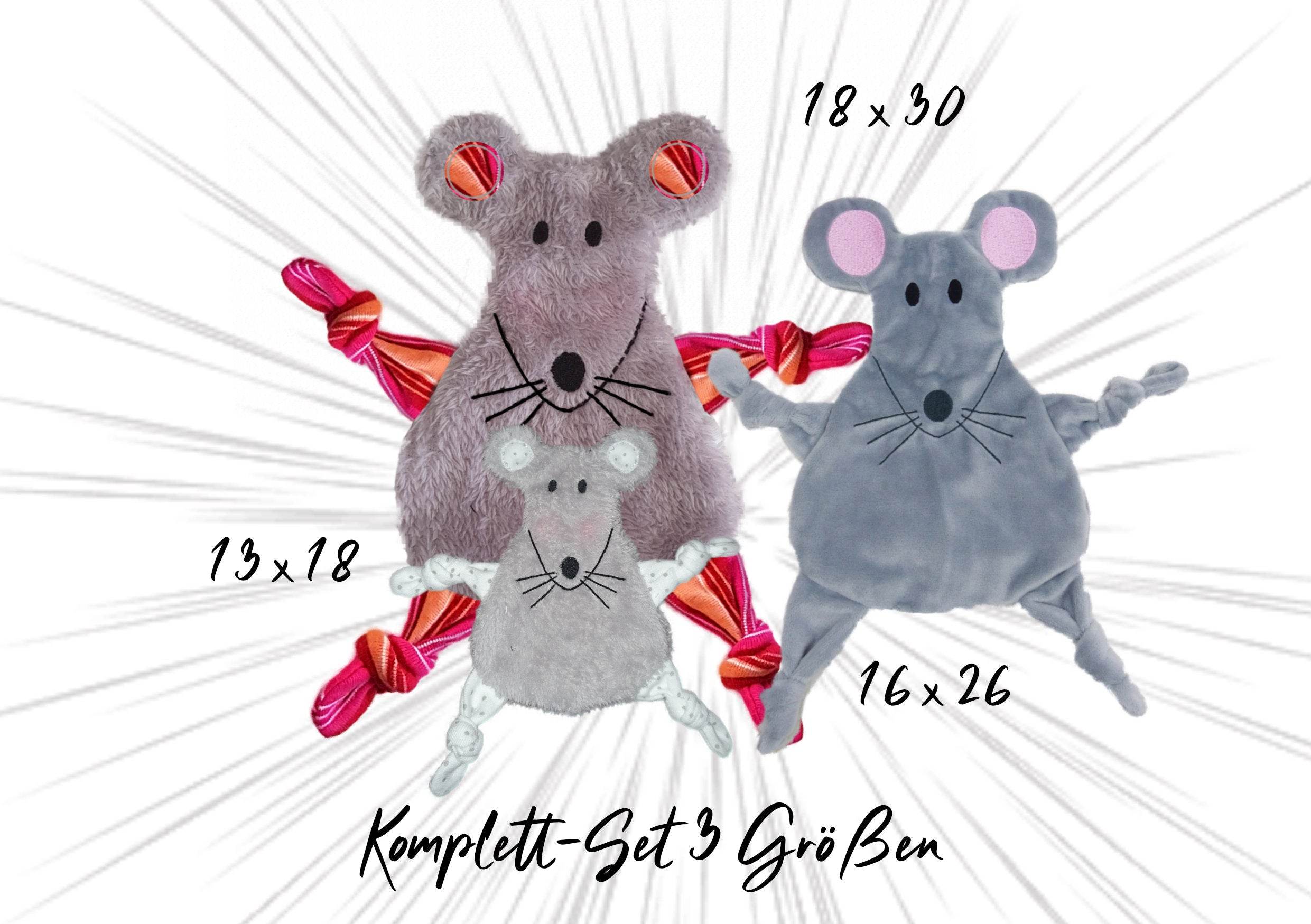 Stickdatei ITH Maus Kuscheltuch drei Größen, zwei Ohrvarianten, Baby, Schmusetuch, Kuscheltier - Sewando