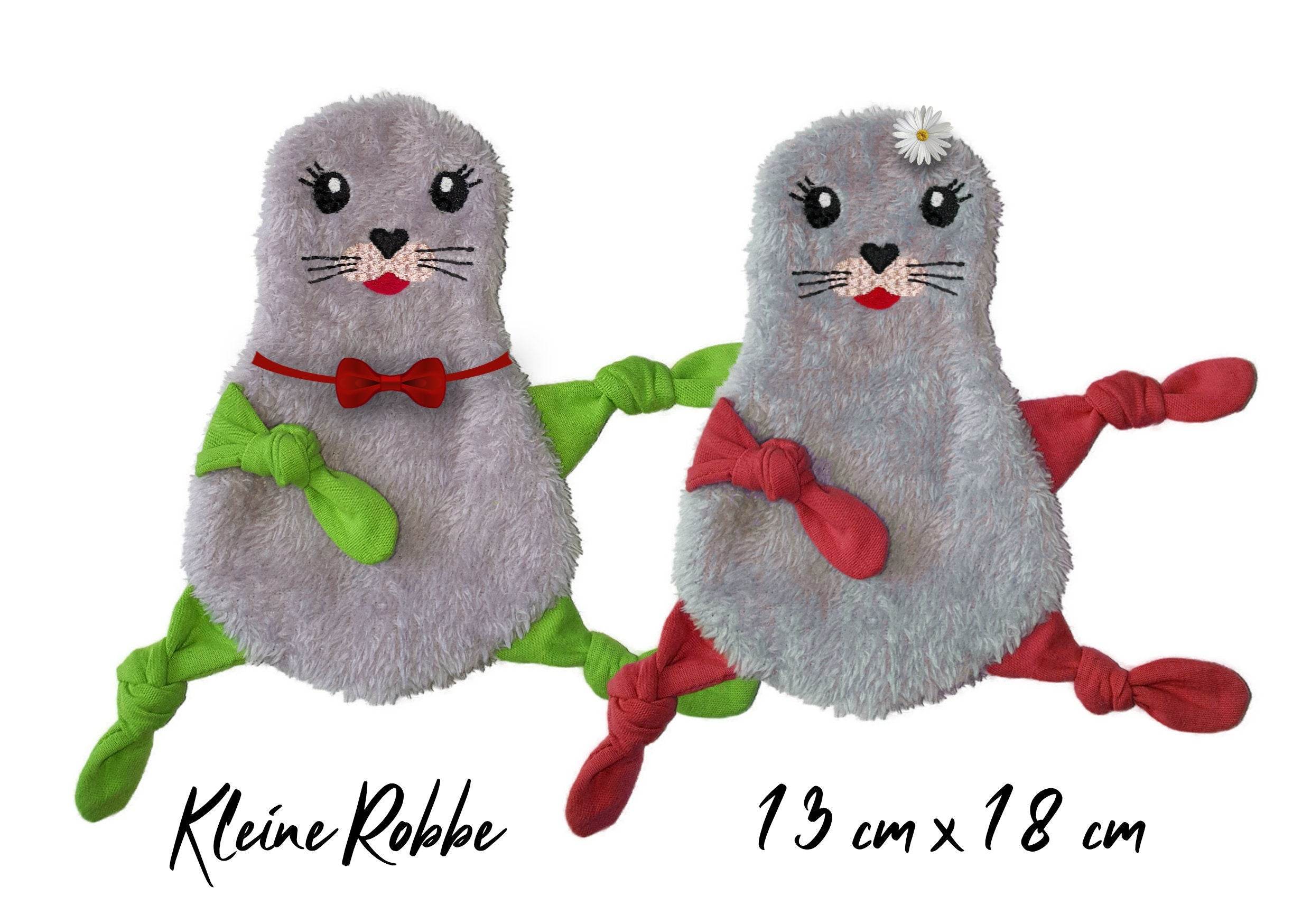 Stickdatei Robbe Kuscheltuch Rahmen 13 cm x 18 cm, Baby, Schmusetuch - Sewando
