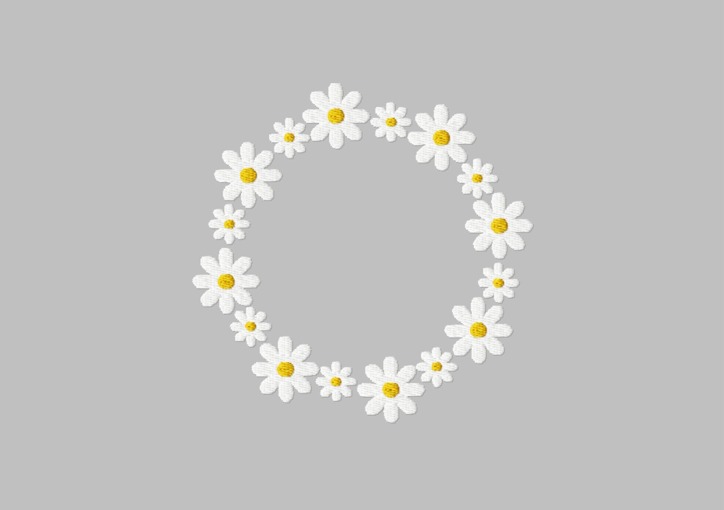 Stickdatei Blumenkreis in vier Größen, Gänseblümchen, Kranz, Blüte - Sewando