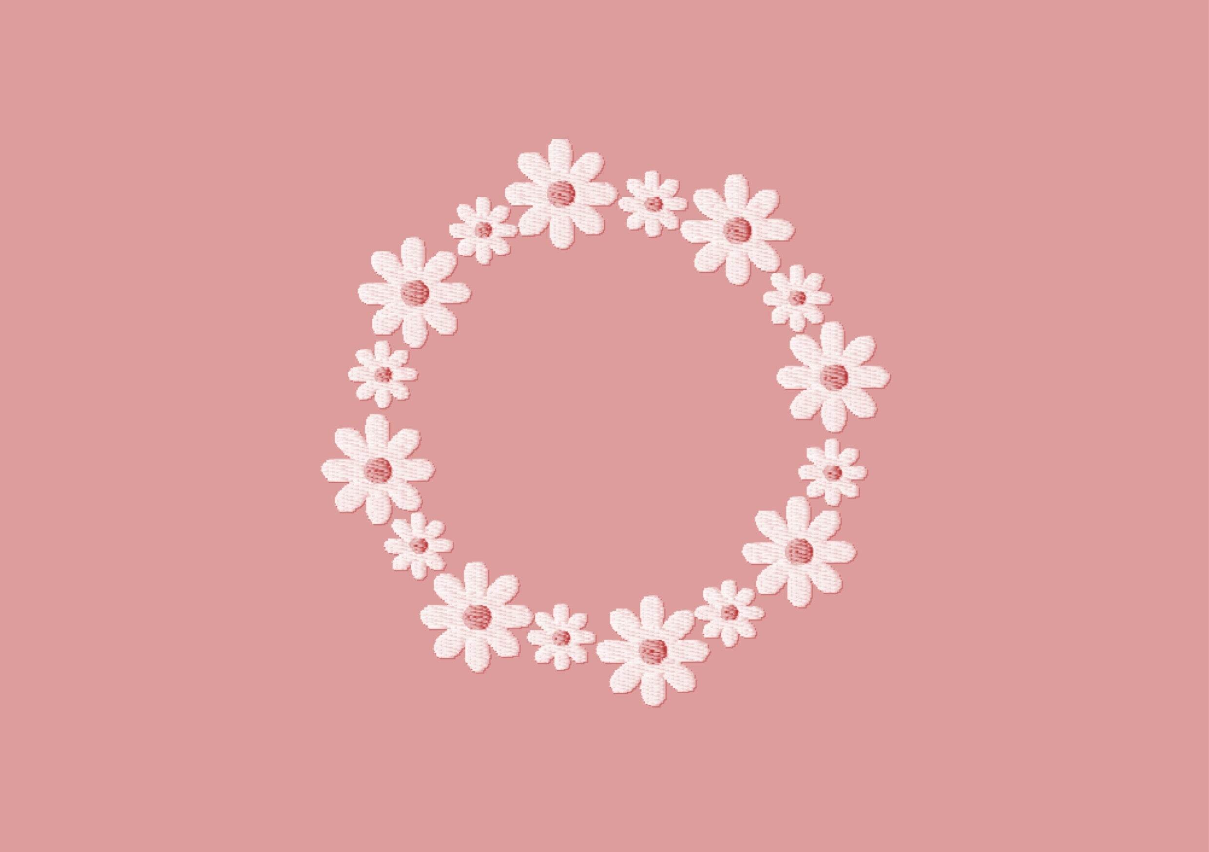 Stickdatei Blumenkreis in vier Größen, Gänseblümchen, Kranz, Blüte - Sewando