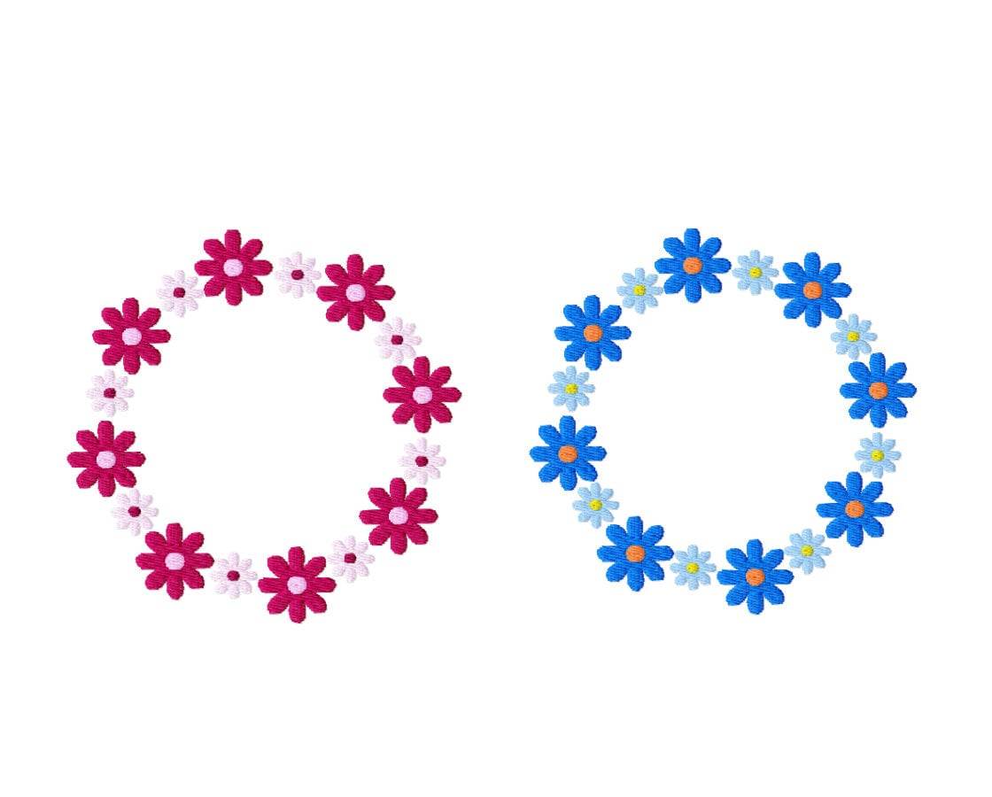 Stickdatei Blumenkreis in vier Größen, Gänseblümchen, Kranz, Blüte - Sewando