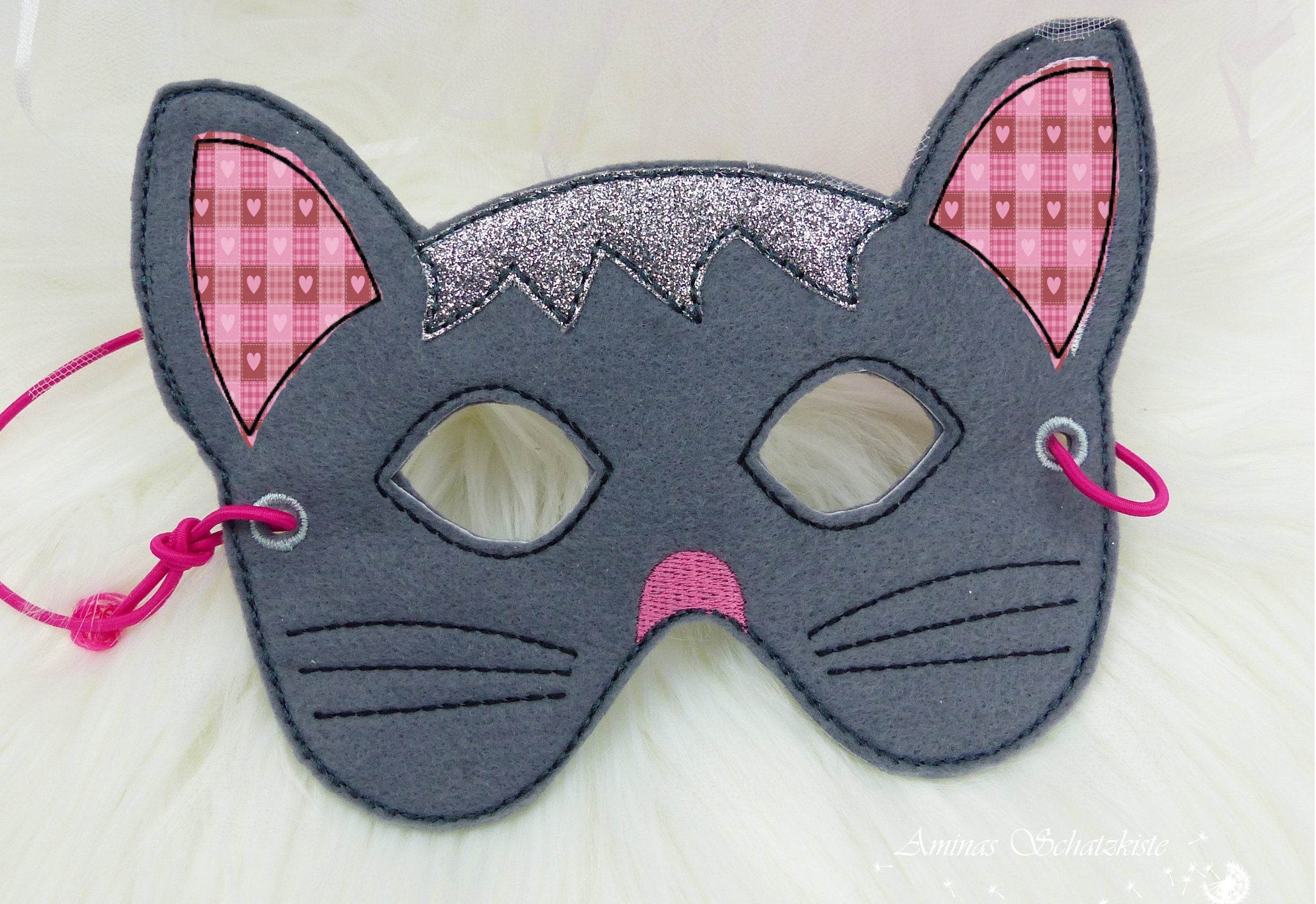 Stickdatei Maske Katze für den Rahmen ab 13 cm x 18 cm, Fasching, Party, Kind, Karneval - Sewando