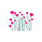 Stickdatei Herzchen in vier Größen, Wiese, Herz, Blumen - Sewando