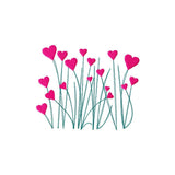 Stickdatei Herzchen in vier Größen, Wiese, Herz, Blumen - Sewando