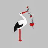 Stickdatei Storch - zwei Größen, Rahmen 10x10 und 13x18, Stickdesign, stork, Herz, heart - Sewando