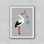 Stickdatei Storch - zwei Größen, Rahmen 10x10 und 13x18, Stickdesign, stork, Herz, heart - Sewando