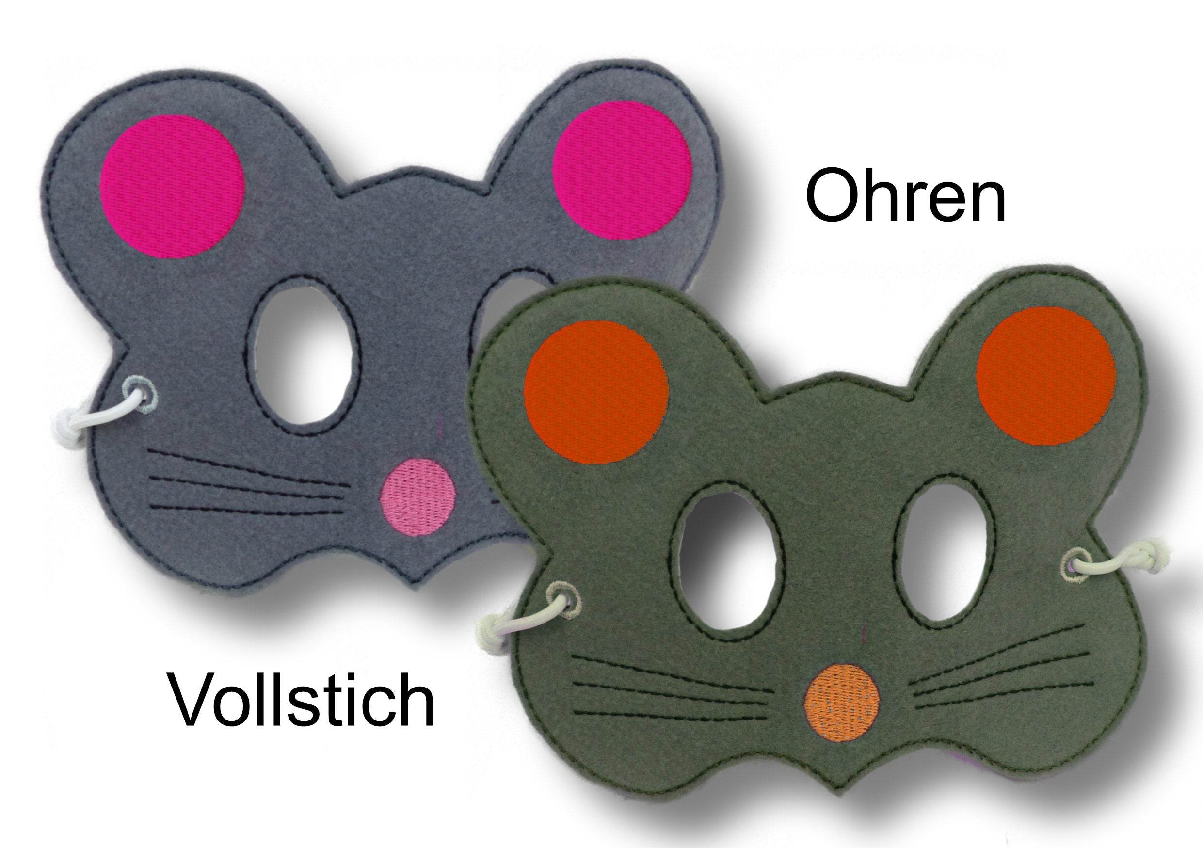 Stickdatei Maske Maus für den Rahmen ab 13 cm x 18 cm, Maus, Fasching, Karneval - Sewando