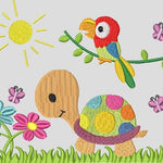 Stickdatei Schildkröte und Papagei Taschenmotiv TM92 - Sewando