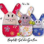 Stickdatei Hase Kuscheltuch mit Bauchtasche ITH in drei Größen, Schmusetuch, Kuscheltier, Kissen - Sewando