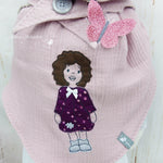 Stickdatei Mädchen mit Locken, Applikation in zwei Größen, 10 cm x 10 cm und 13 cm x 18 cm - Sewando