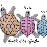 Stickdatei Schildkröte ITH drei Größen, Schmusetuch, Kuscheltier, Kissen - Sewando