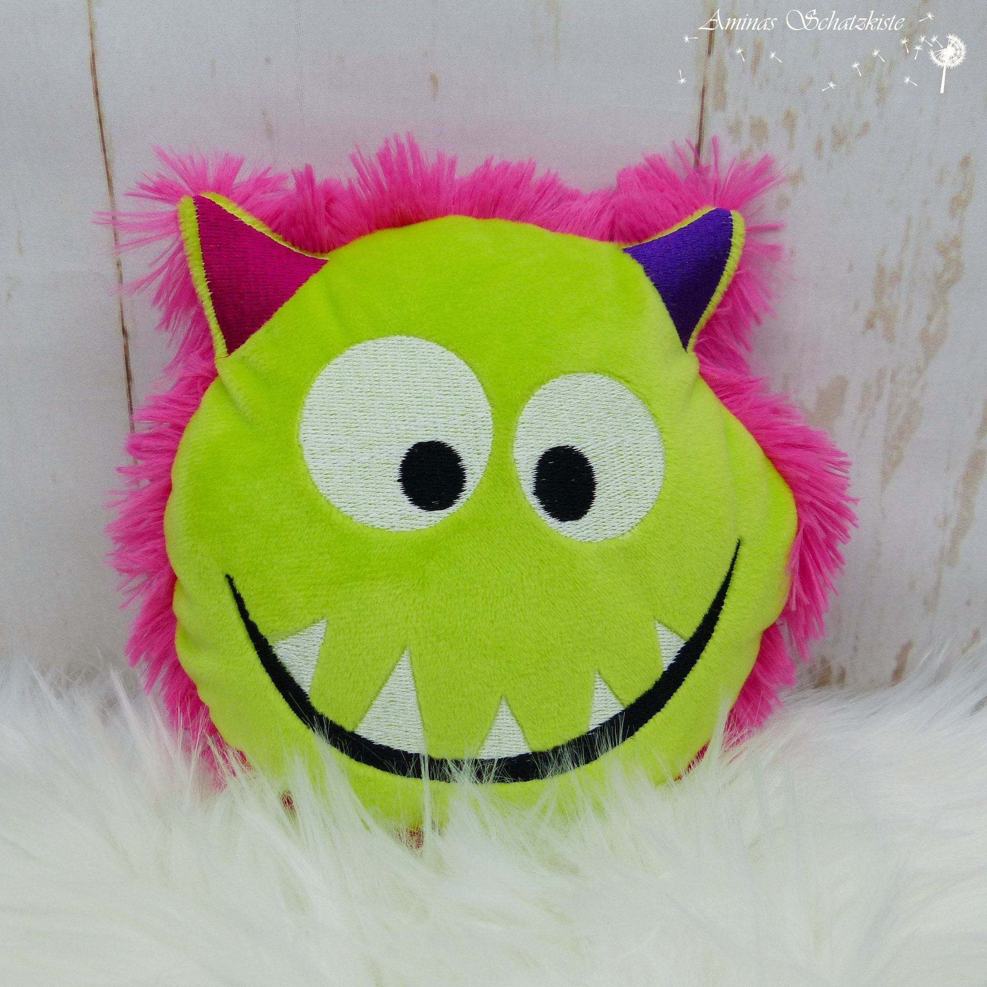 Stickdatei Monsterchen Rahmen 13 cm x 18 cm, Kissen, Schmusetuch, Kuscheltier - Sewando