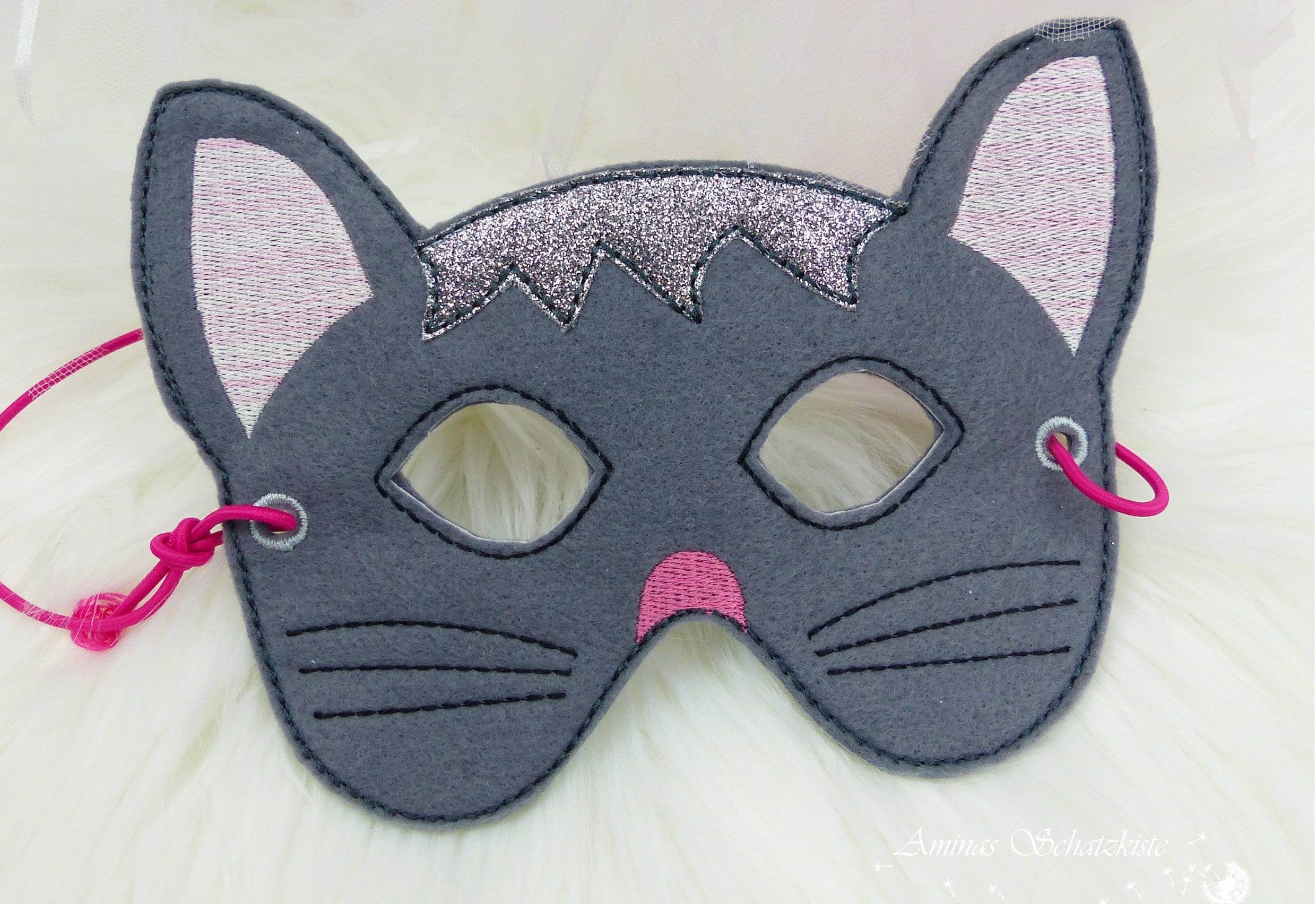 Stickdatei Maske Katze für den Rahmen ab 13 cm x 18 cm, Fasching, Party, Kind, Karneval - Sewando