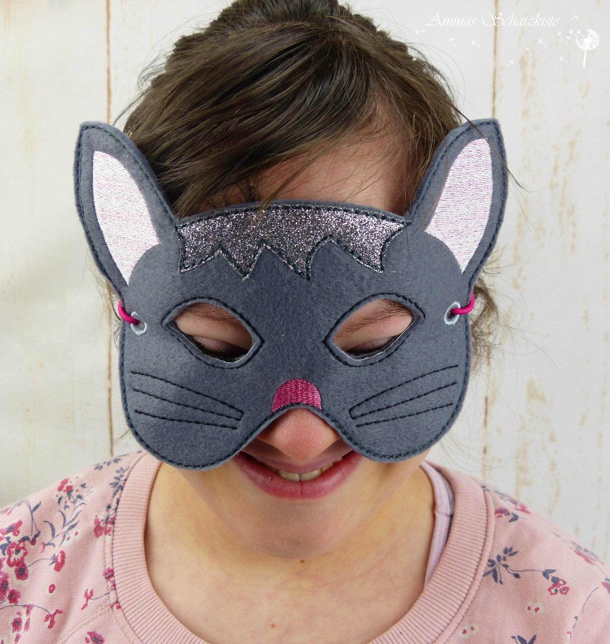 Stickdatei Maske Katze für den Rahmen ab 13 cm x 18 cm, Fasching, Party, Kind, Karneval - Sewando