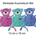 Stickdatei Bär Kuscheltuch Rahmen 13 cm x 18 cm, Baby, Kuscheltier, Schnuffeltuch - Sewando