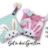 Stickdatei Schmusetuch Hase ITH drei Größen, Schmusetuch, Kuscheltuch, Schnuller, Nuckel - Sewando