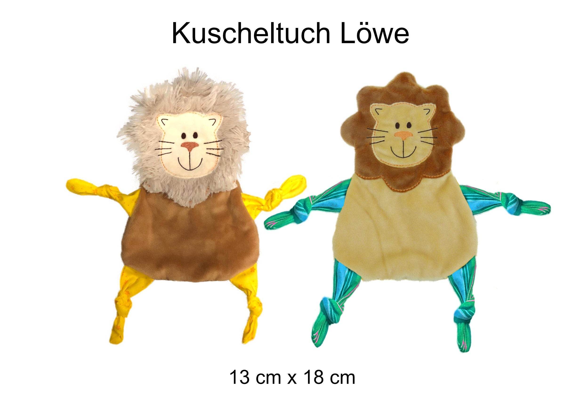 Stickdatei Löwe Kuscheltuch Rahmen 13 cm x 18 cm, Schmusetuch, Kuscheltier, Schnuffeltuch - Sewando