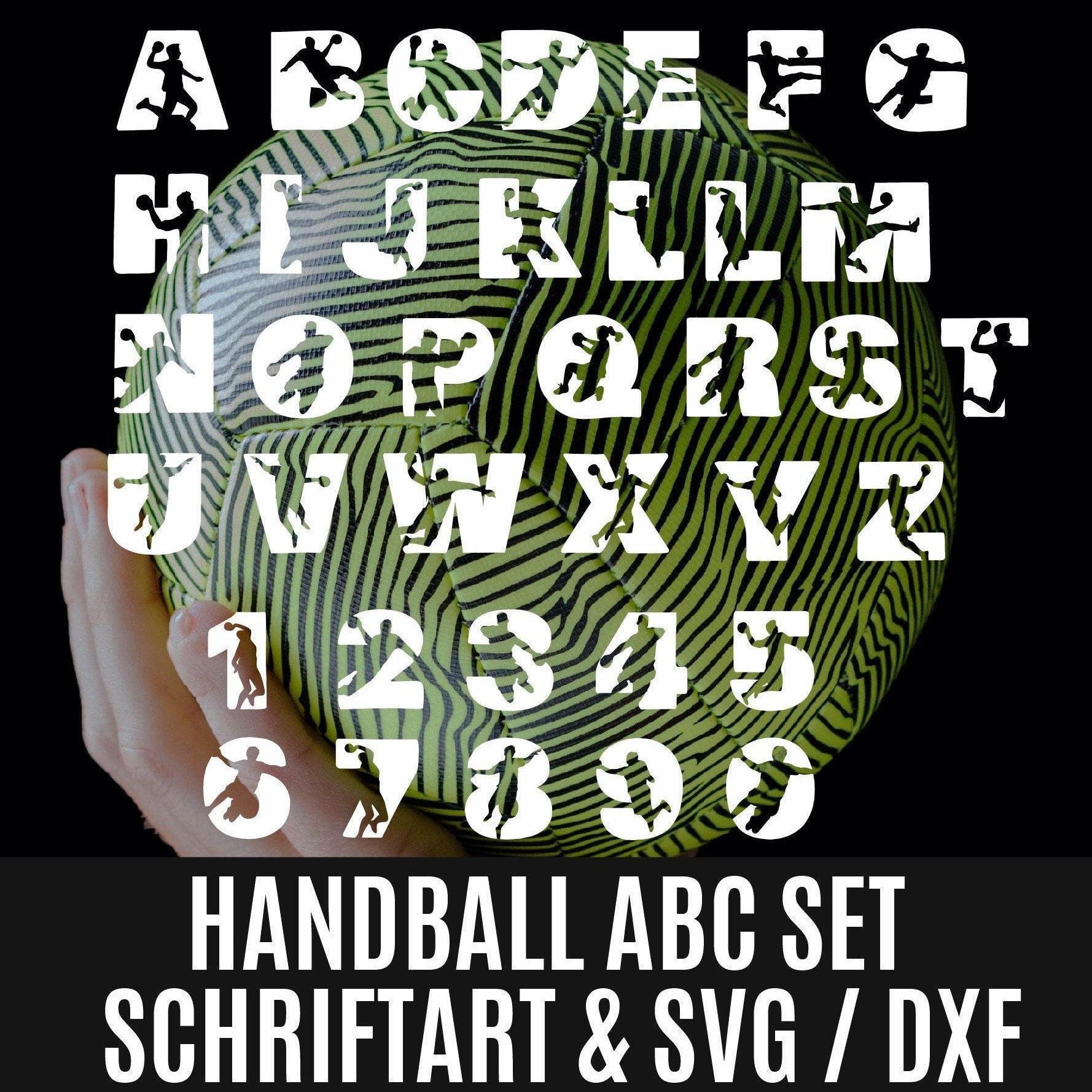HANDBALL ABC als Schriftart UND Plotterdatei svg und dxf - Sewando