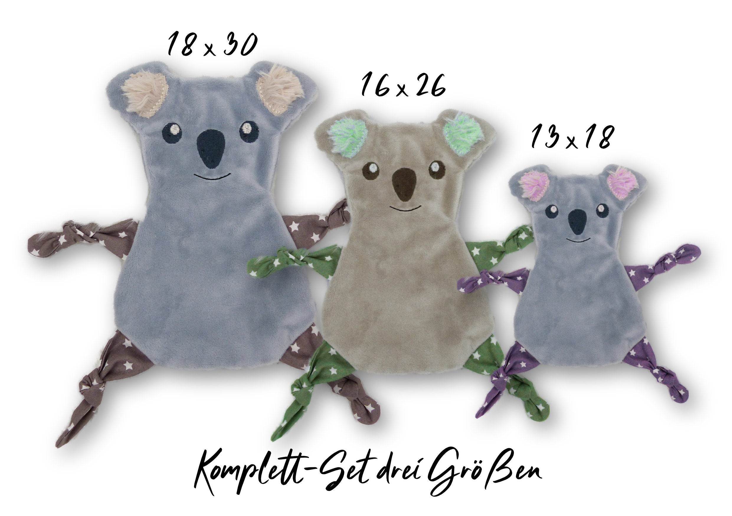 Stickdatei Koala Kuscheltuch ITH, drei Größen, Schmusetuch, Kuscheltier - Sewando