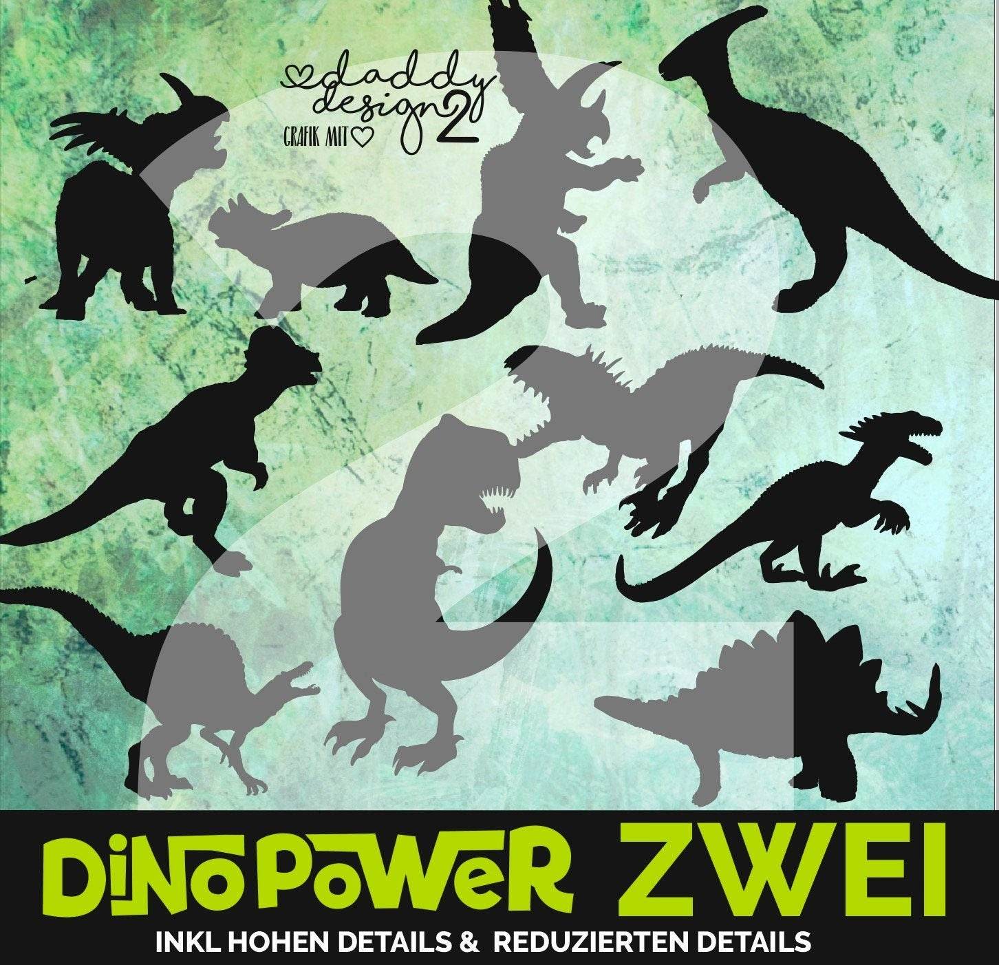 Dino Power - Schatten - ZWEI - Dinosaurier Plotter und Laser-Datei als SVG und DXF - Sewando