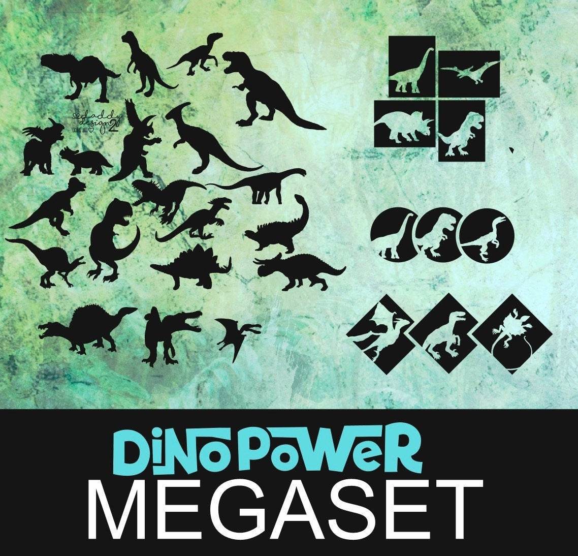 Plotter MEGA SET Dino Shadows 2 & 3 und Dino Geo in einem Paket SVG und DXF - Sewando