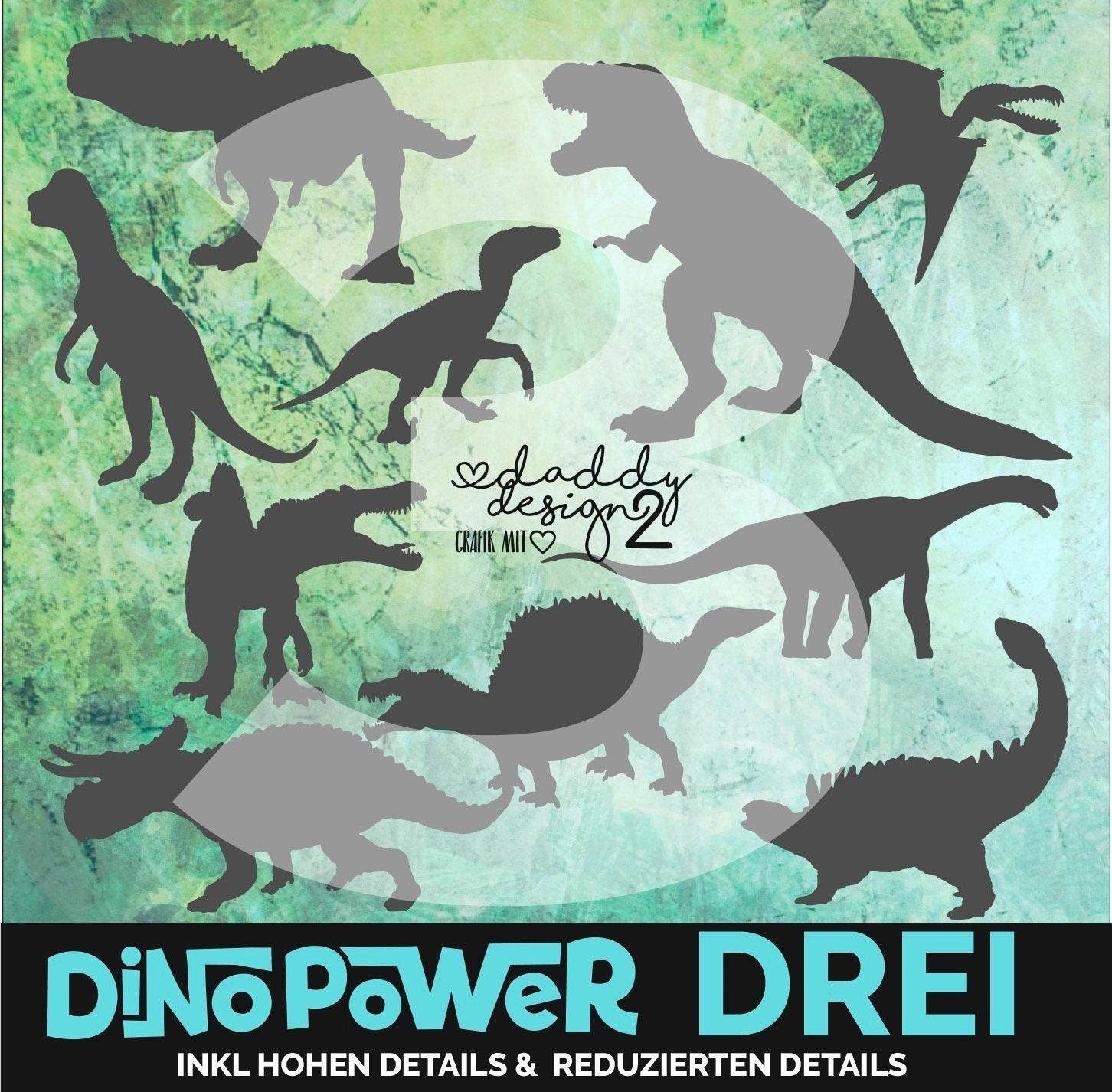 Dino Power - Schatten - DREI - Dinosaurier Plotterdatei, Laserdatei - Sewando