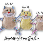 Stickdatei Katze Kuscheltuch ITH drei Größen, Baby Schmusetuch, Kuscheltier - Sewando