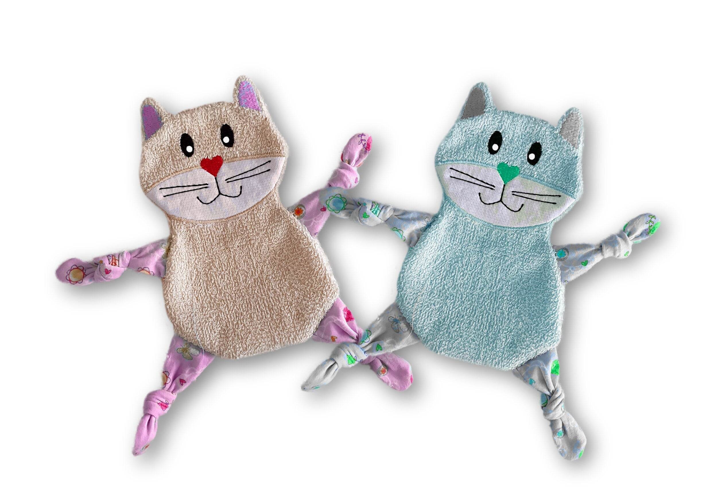 Stickdatei Katze Kuscheltuch ITH Rahmen 13 cm x 18 cm, Schmusetuch, Kuscheltier, Schnuffeltuch, - Sewando