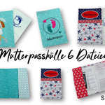Stickdatei Mutterpasshülle SET 1, Rahmen 20 cm x 30 cm, ITH, 6 Dateien, Mama, Schwanger, Baby, Hülle, Umschlag - Sewando