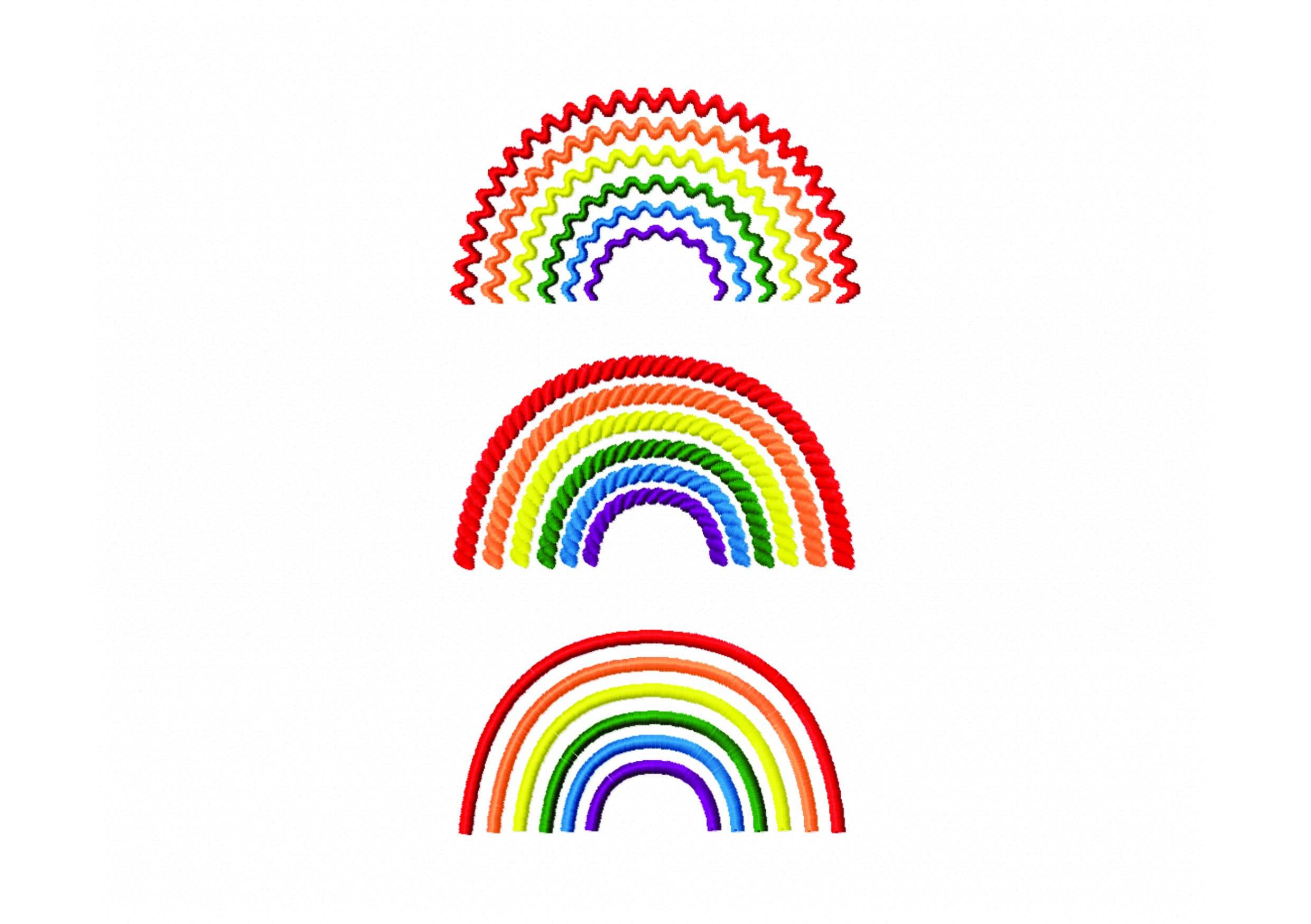 Stickdatei Regenbogen - drei Varianten, Rahmen 10 cm x 10 cm - Sewando