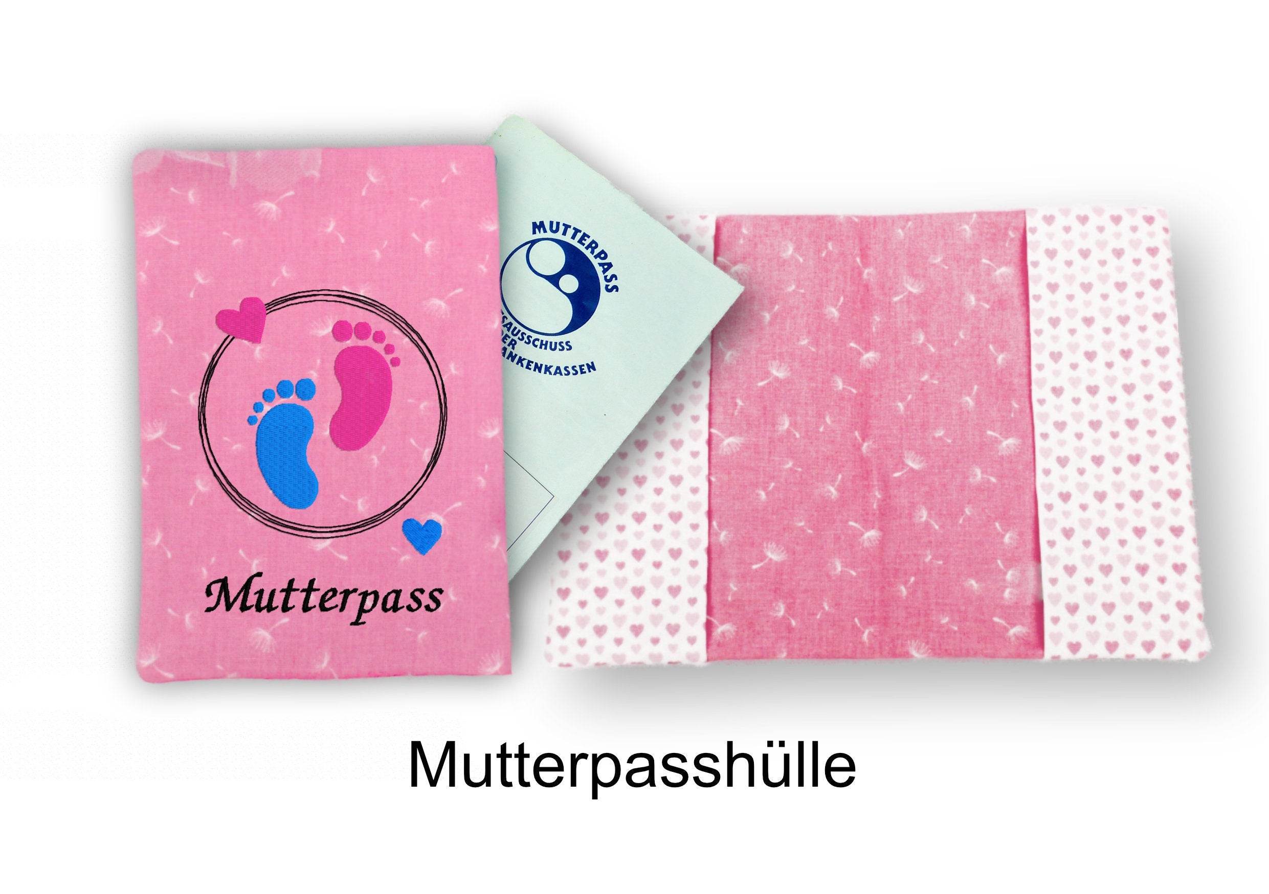 Stickdatei ITH Mutterpasshülle Kleine Füsse, Rahmen 20 cm x 30 cm, Mama, Schwanger, Baby, Hülle, Umschlag, Buchhülle - Sewando