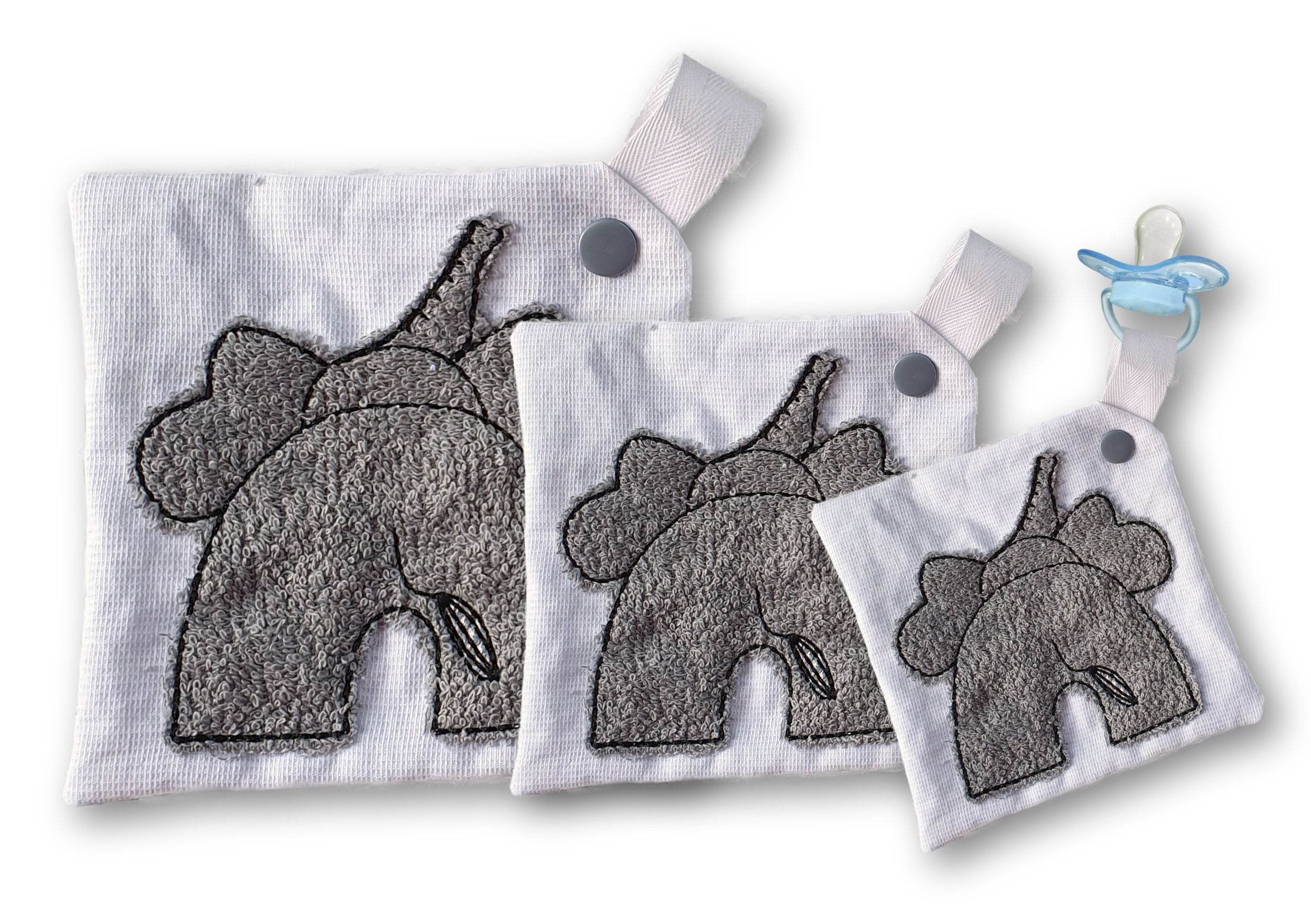 Stickdatei Schmusetuch Elefant ITH drei Größen, Baby, Kuscheltuch, Stickmuster, Schnuller - Sewando