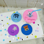 Stickdatei Schöne Knöpfe Vol. 2, sieben Motive, Knöpfe, Tiere, Eule, Giraffe, Elefant, Blume, Vogel, Nashorn - Sewando