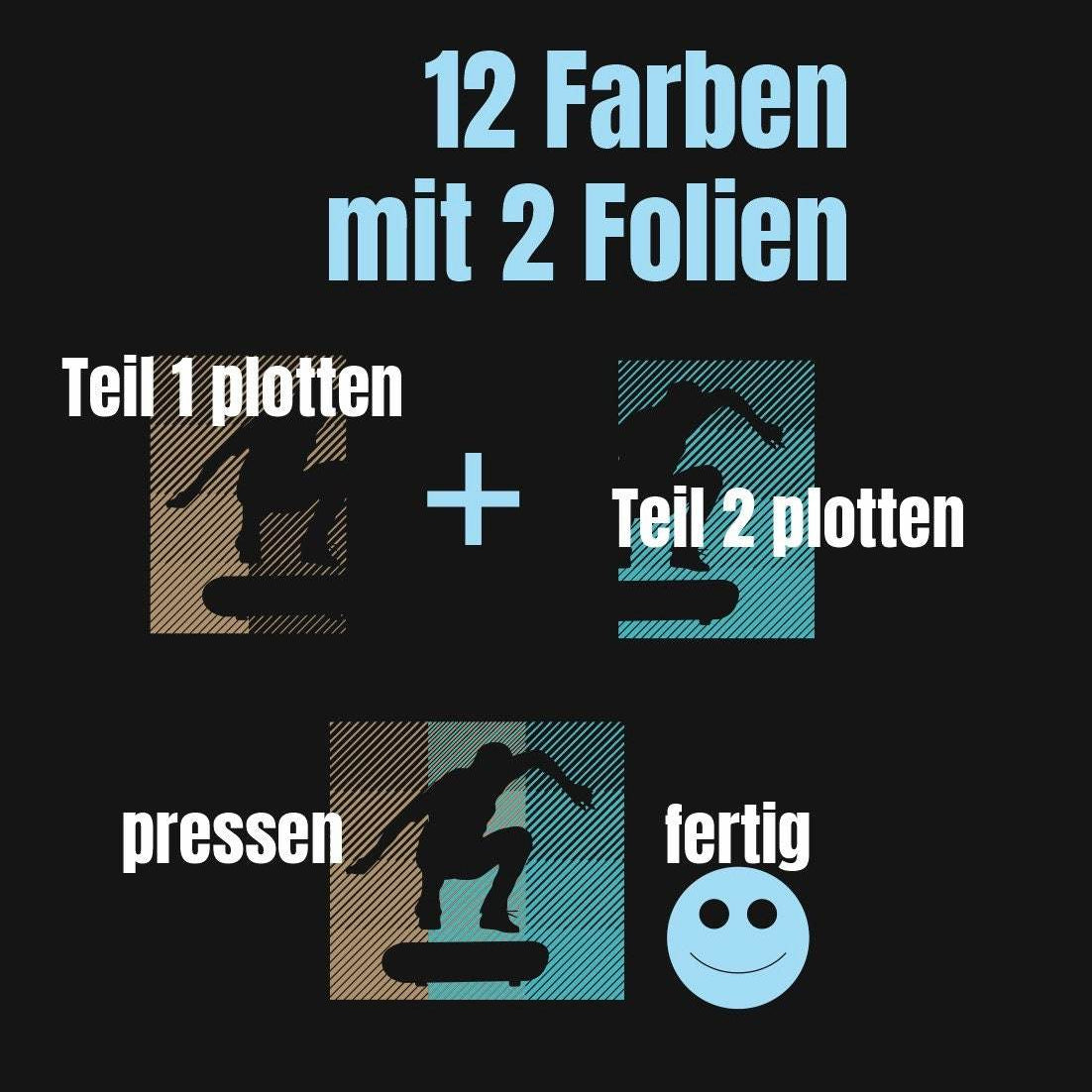 12 FARBEN - BOYS & TEENS - 12 Farben mit nur 2 Folien - ohne Template, Plotter und Laser-Datei als SVG und DXF - Sewando