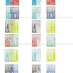 12 FARBEN - KOMPLETT SET Wörter Sprüche Symbole Buchstaben Plotterdatei - Sewando