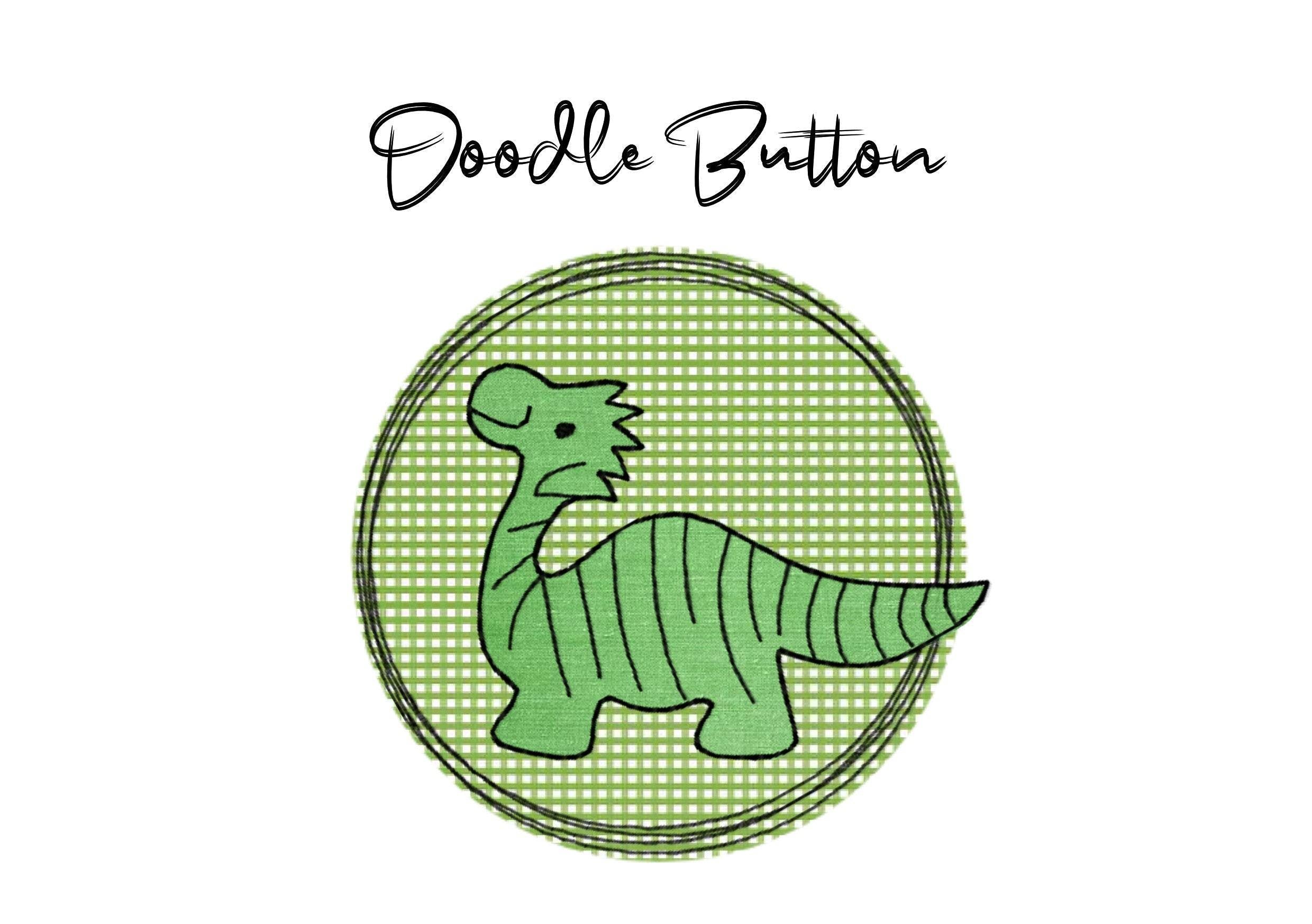 Stickdatei Doodle Button Dino - Rahmen ab 10 cm x 10 cm, Applikation, Dinosaurier, Button, sticken - Sewando