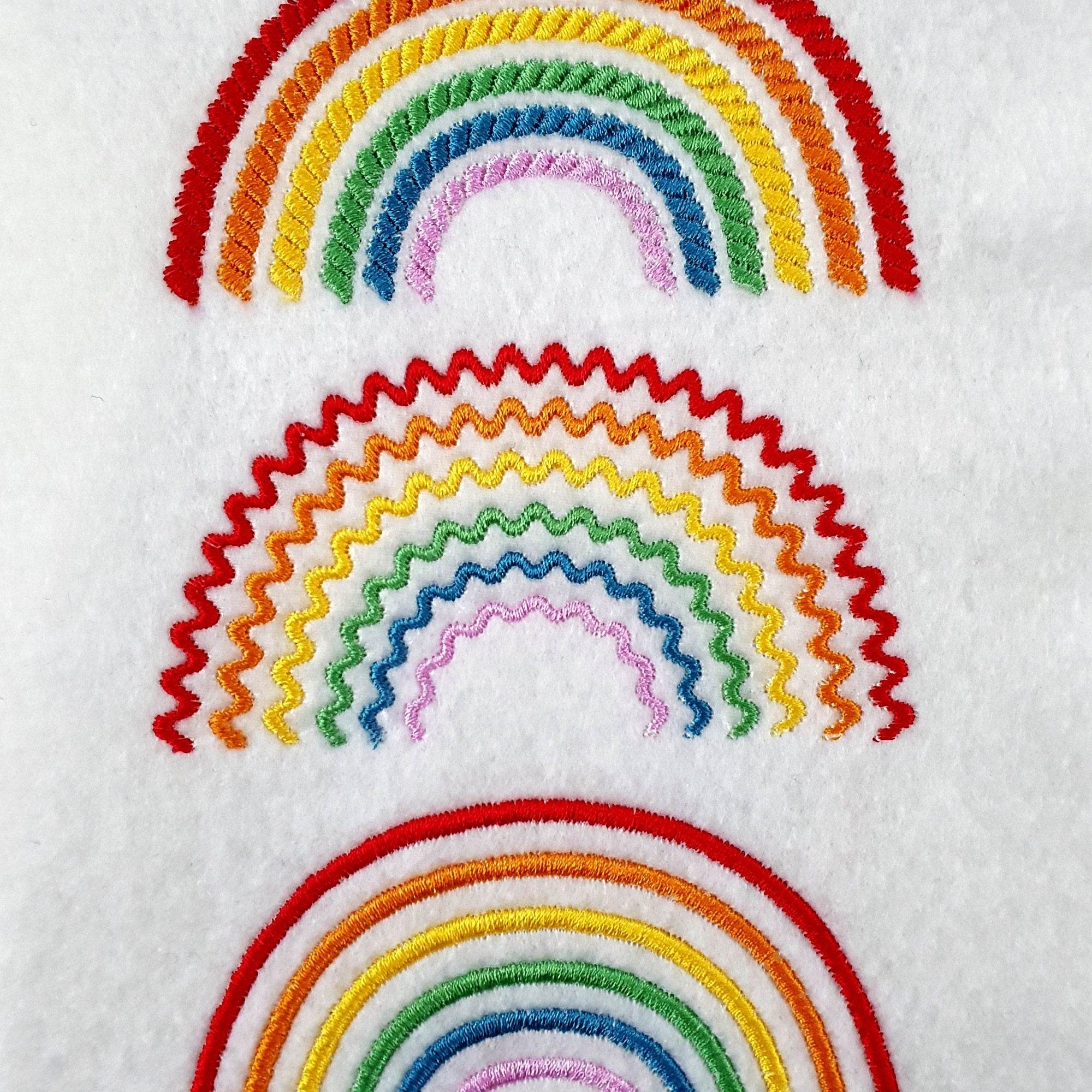 Stickdatei Regenbogen - drei Varianten, Rahmen 10 cm x 10 cm - Sewando