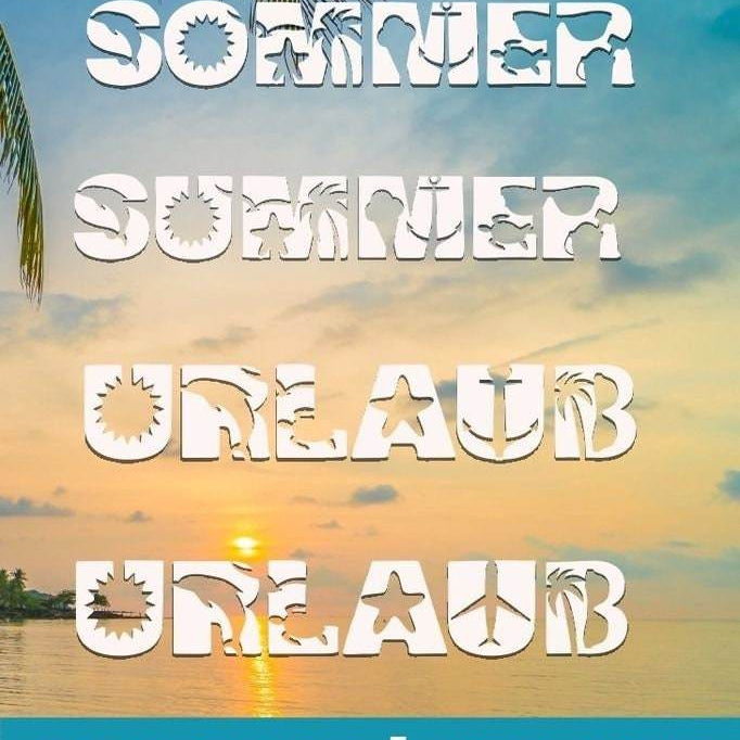 Plotterdatei Sommer Summer und Urlaub Shadow inkl. Trash und Splash SVG und DXF - Sewando