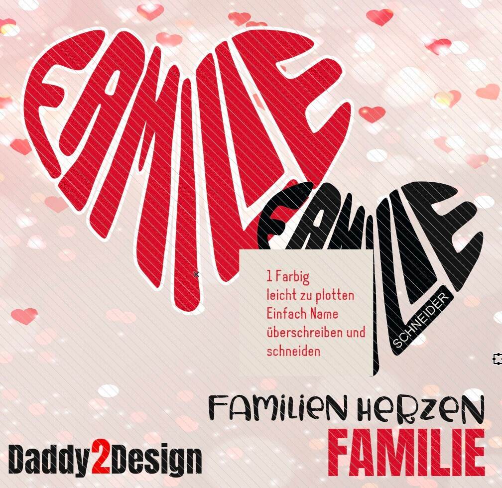 Familien Herz - für das Wichtigste in der Welt, Plotter und Laser-Datei als SVG und DXF - Sewando