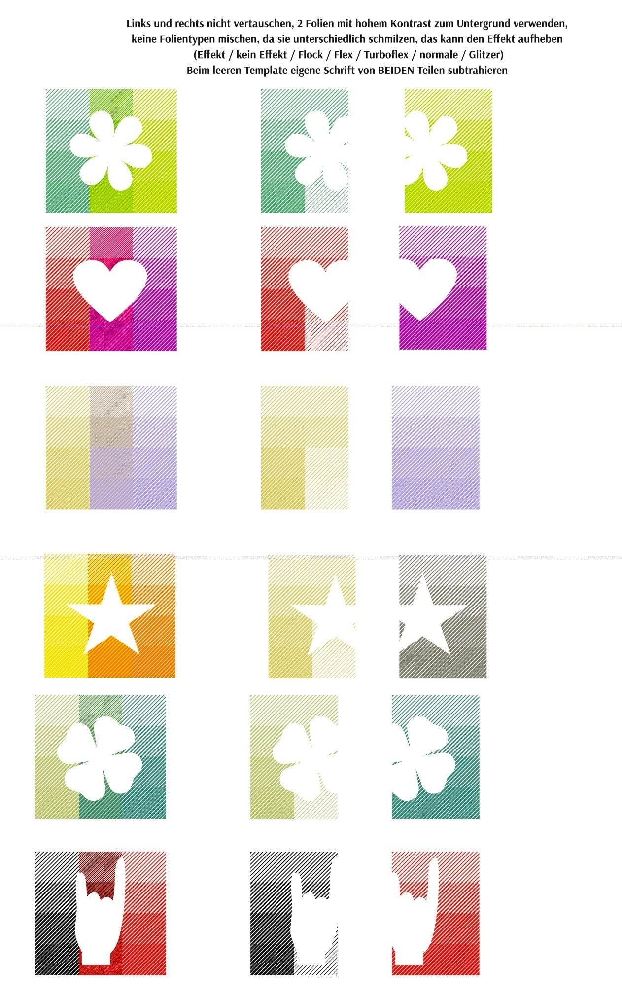 12 FARBEN - SYMBOLE - 12 Farben mit nur 2 Folien Plotterdatei - Sewando