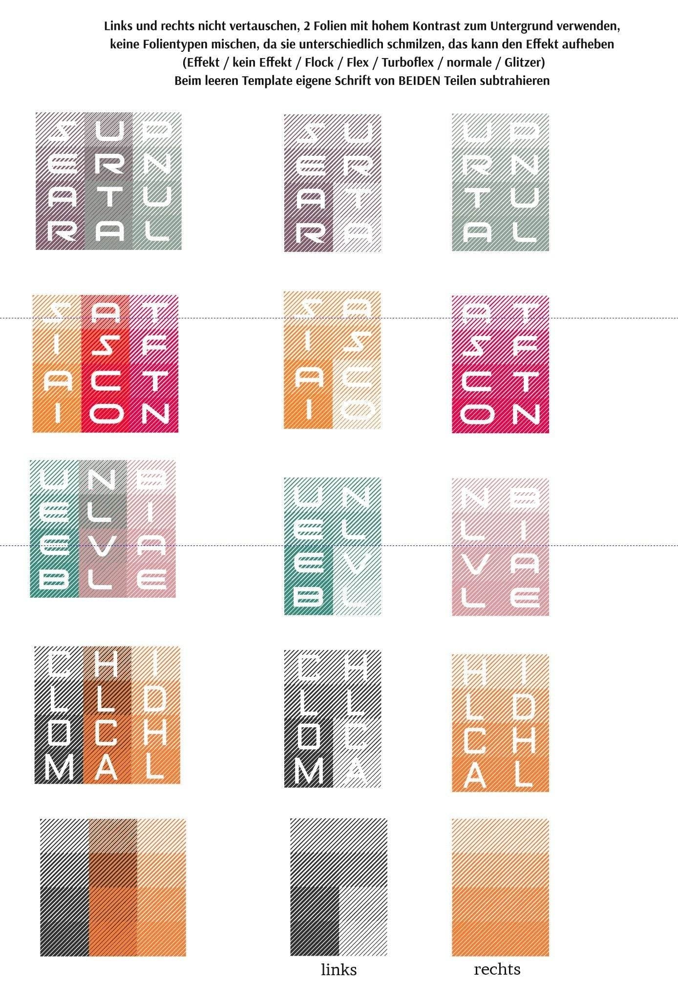 12 FARBEN - 12 Buchstaben - 12 Farben mit nur 2 Folien - inklusive Template, PLOTTERDATEI als SVG und DXF - Sewando