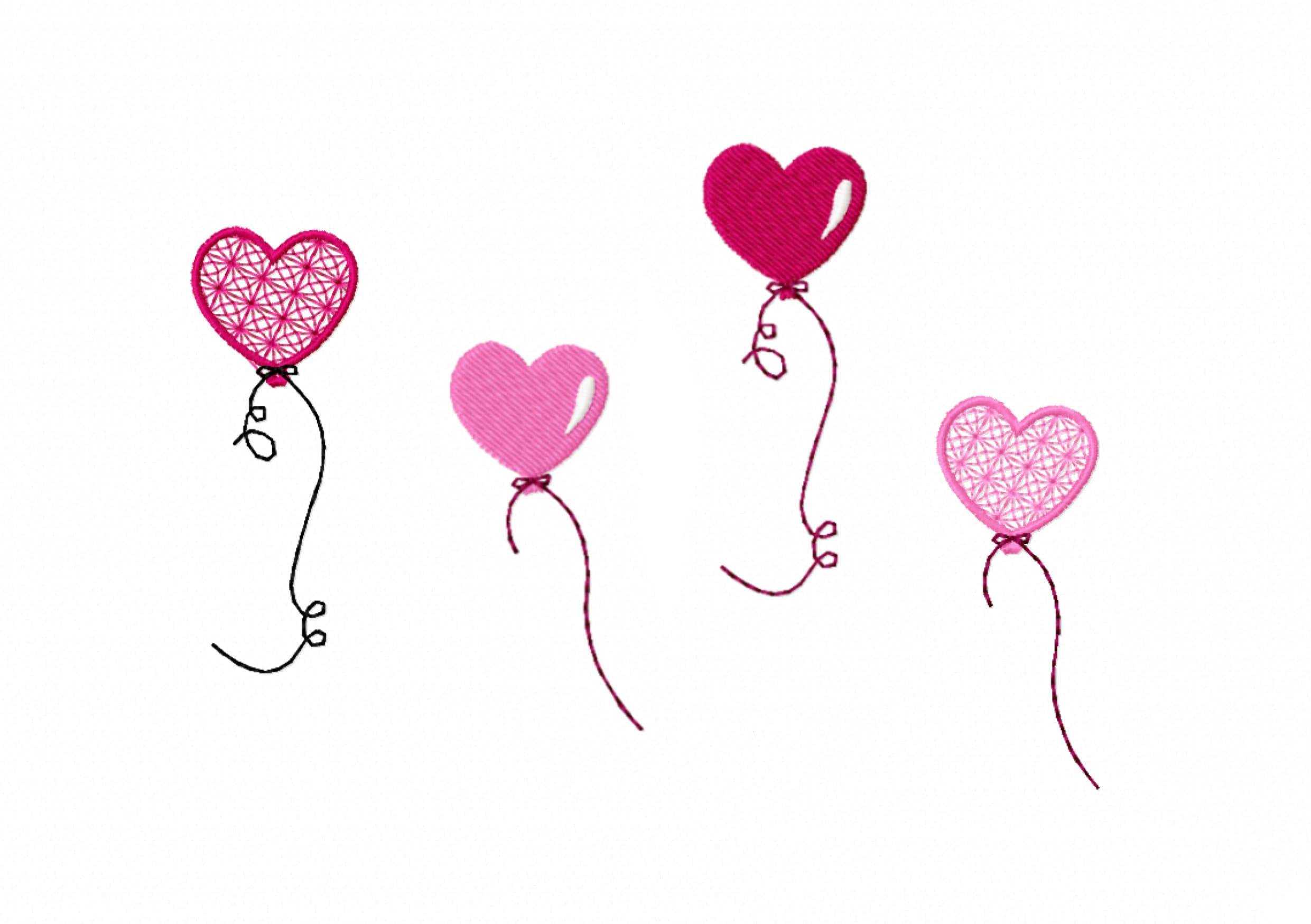 Stickdatei Herz Luftballon - zwei Varianten, Rahmen ab 10 cm x 10 cm, Herz, Spitze - Sewando