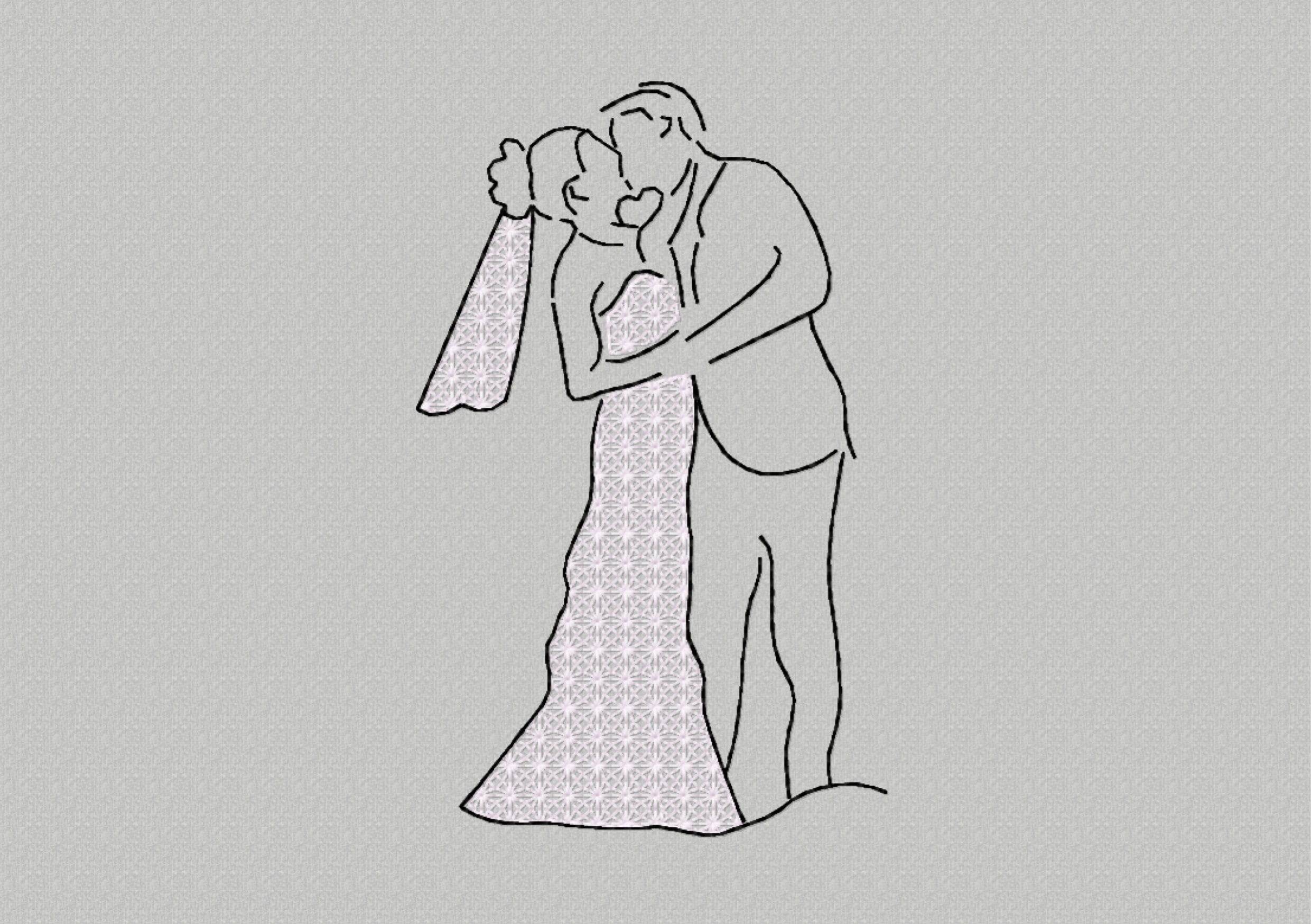 Stickdatei Brautpaar Rahmen 13x18, Braut, heiraten, Liebe, Paar, Spitze, Hochzeit - Sewando