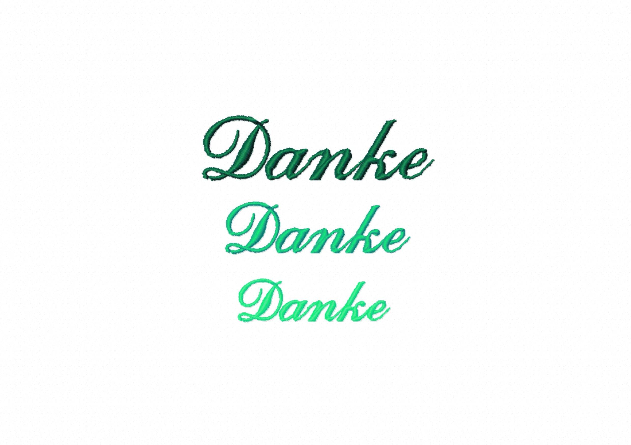 Stickdatei Schriftzug Danke, drei Größen, Rahmen ab 10 cm x 10 cm - Sewando